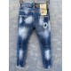 European Style Dq Brand Italy Men's Slim Denim Button Blue Gat Potlead Broek Jeans For Men 9138