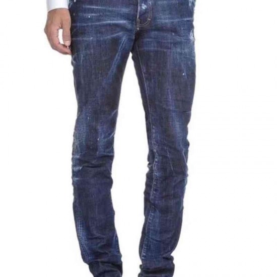 D.q. Brand Italy Men's Slim Stretch Denim Button Blue Cat Potato Broek Jeans For Men 9166