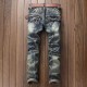 European Punk Style Vintage Bronze Slim Denim Rights Moto Biker Gat Jeans Broek For Men