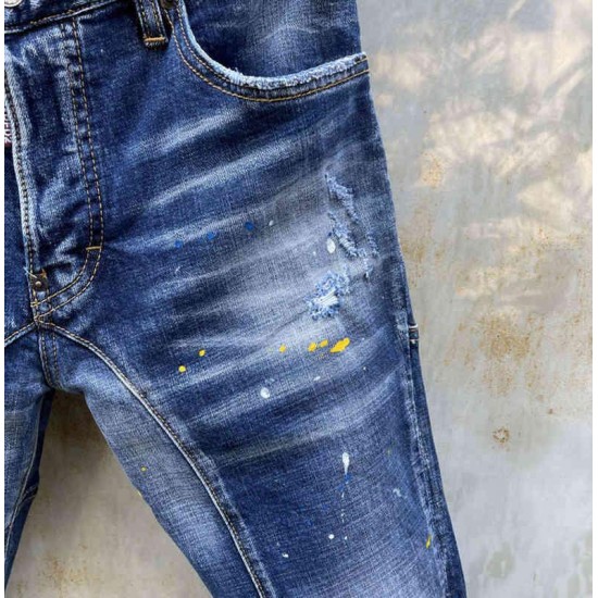 Fashion Dq Brand Biker Stretch Slim Denim Skinny Button Gat Potlead Broek Jeans For Men 150