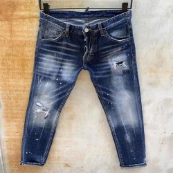 European Style Dq Brand Italy Stretch Slim Denim Rits Blue Gat Potlead Broek Jeans for Men