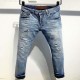 European Style Dq Italy Brand Slim Biker Denim Rights Gat Blue Broek Men's Slender Jeans