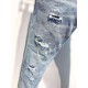 European Style Dq Italy Brand Slim Biker Denim Rights Gat Blue Broek Men's Slender Jeans