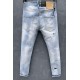 D Mark Italy Blue Slim Stretch Denim Button White Gat Potlead Broek Jeans For Men 030