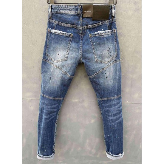 Blue Dj Brand Biker Stretch Slim Denim Skinny Button Gat Potlead Broek Jeans For Men 151