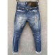 Blue Dj Brand Biker Stretch Slim Denim Skinny Button Gat Potlead Broek Jeans For Men 151