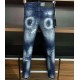 Dsq Biker Italy Men's Slim Stretch Denim Blue Gat Potlead Broek Jeans For men 9718