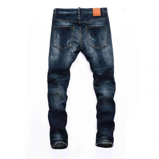 Dqsabcd 2 Dsq Merk s Elastic Denim Broek Zipper Straight Slim Blue Hole Jeans For Men