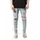 Men's Jeans Skinny Men Streetwear Destroyed Ripped Homme Hip Hop Male Pencil Pants Embroidery Patch Fashion Denim