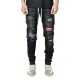 Men's Jeans Skinny Men Streetwear Destroyed Ripped Homme Hip Hop Male Pencil Pants Embroidery Patch Fashion Denim