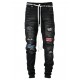 Men's Jeans Skinny Men Streetwear Destroyed Ripped Homme Hip Hop Male Pencil Pants Embroidery Patch Fashion Denim