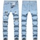 Men's Jeans European And American Style Ripped Men Hole Straight Slim Pants Trendy Large Size