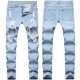 Men's Jeans European And American Style Ripped Men Hole Straight Slim Pants Trendy Large Size