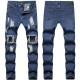 Men's Jeans European And American Style Ripped Men Hole Straight Slim Pants Trendy Large Size