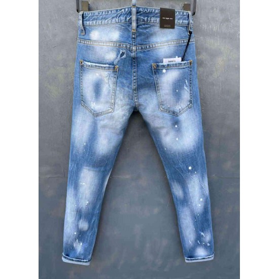 sabcd 2 European Djq Slim Denim Knop Streep Straight Potlead Broek Jeans For Men