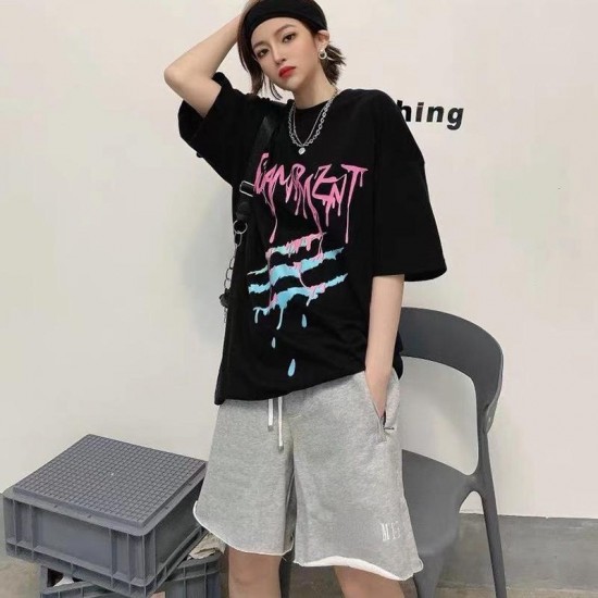 High Quality Fashion Brand Embroidered Logo Shorts Tassel Terry High Street Men and Women with Drawstring Casual Pants Wholesale