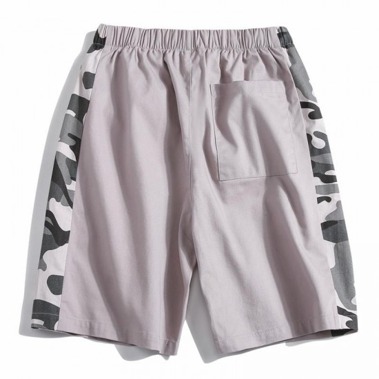 Men's Shorts 2022 Summer Camouflage Casual Breathable Cotton Bermuda Men Drawstring Elastic Waist Beach