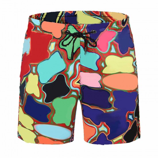 21 Summer Men Board Shorts Contrast Color Letter Pattern Fashion Ins Hot Sale Men Swimwear Trendy Breathable Beach Swim Shorts