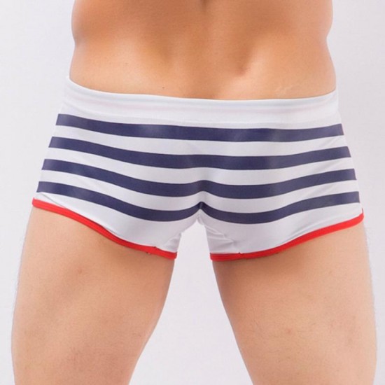 Men's Swimwear Brand 2022 Mens Sexy Man Slim Tie Rope Swimming Trunks Plus Size Men Striped Swimsuit For Male Beach Shorts Underwear