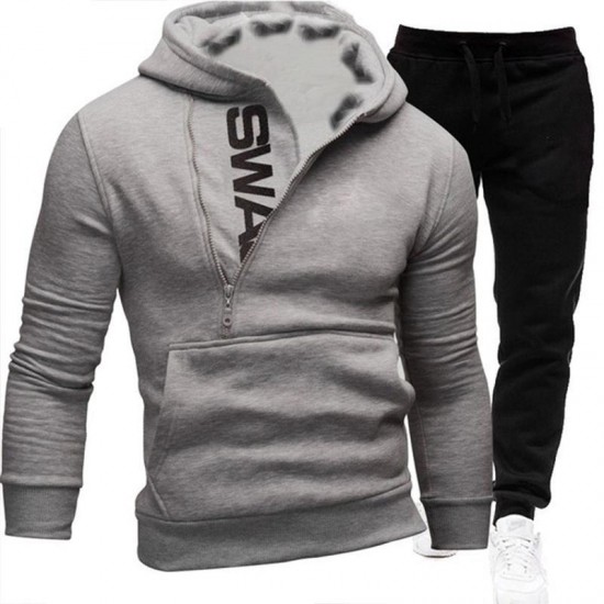 Men's Tracksuits Men Casual Tracksuit Sweatshirt+Sweatpant 2 Pieces Set Sportswear Outfit Autumn Winter Hooded Male Pullover Hhoodies Suit