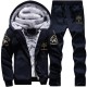 Men's Tracksuits Causal Men Sets Hooded Thicken Fleece Hoodies + Sweatpant 2022 Winter Spring Sweatshirt Sportswear Male Letter Print