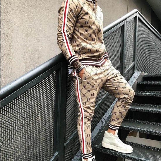 Men's Tracksuits Drop Sweatshirt+Trackpants Suit Tracksuit Stripe Patchwork Jogging Colorful Plaid Zipper Sportswear Hooded