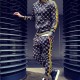 Men's Tracksuits Drop Sweatshirt+Trackpants Suit Tracksuit Stripe Patchwork Jogging Colorful Plaid Zipper Sportswear Hooded