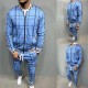 Men's Tracksuits Drop Sweatshirt+Trackpants Suit Tracksuit Stripe Patchwork Jogging Colorful Plaid Zipper Sportswear Hooded