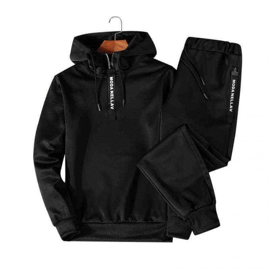 Sets Tracksuit Men Autumn Winter Hooded Sweatshirt Drawstring Outfit Sportswear Male Suit Pullover Two Piece Set Casual 220107