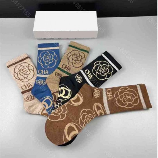 2021ss designer cc men and women socks 5 pairs in box stripe brand high-quality cotton socks sweat-absorbent comfortable mens underwear cc2