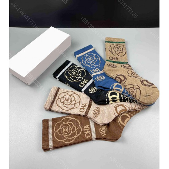 2021ss designer cc men and women socks 5 pairs in box stripe brand high-quality cotton socks sweat-absorbent comfortable mens underwear cc2