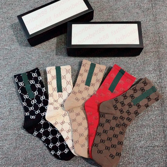 Designer Mens Womens Socks Five Pair Luxe Sports Winter Mesh Letter Printed Sock Embroidery Cotton Man Woman With Box