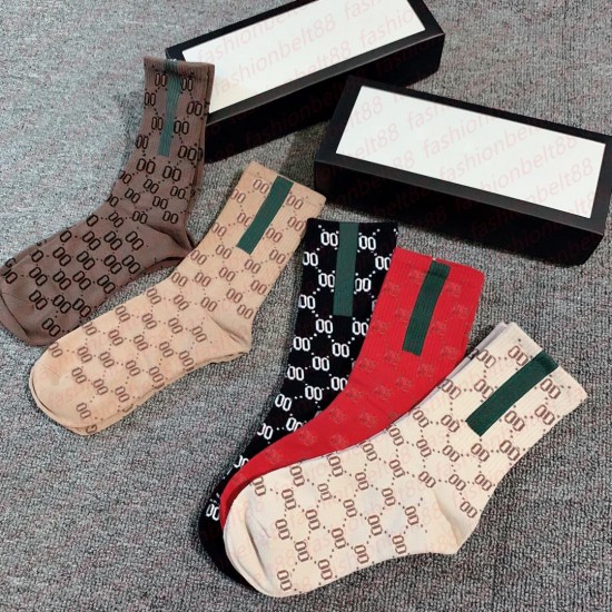 Designer Mens Womens Socks Five Pair Luxe Sports Winter Mesh Letter Printed Sock Embroidery Cotton Man Woman With Box