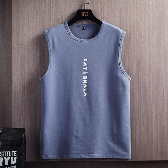 Men's Tank Tops 2022 Men Solid Color Casual Sleeveless Vest Letter Printing Simple Style Streetwear T-Shrit Gym Clothing