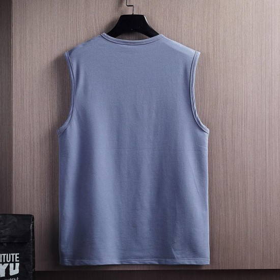 Men's Tank Tops 2022 Men Solid Color Casual Sleeveless Vest Letter Printing Simple Style Streetwear T-Shrit Gym Clothing