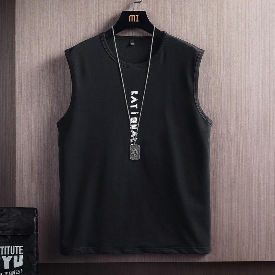 Men's Tank Tops 2022 Men Solid Color Casual Sleeveless Vest Letter Printing Simple Style Streetwear T-Shrit Gym Clothing