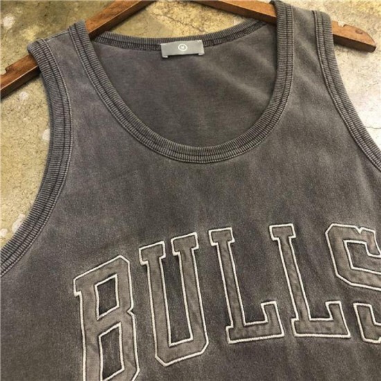 Men's Tank Tops Washed Old Retro Sleeveless Basketball Sports Vest Male Bulls Letter 33 Printing Loose Oversized Outdoor Fitness Running