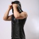 Men's Tank Tops Men Sexy Fetish Faux Leather Hooded Vest And Boxer Male Black Underwear Erotic Undershirts Lingerie Clubwear