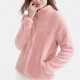 Women Solid Jacket Zipper Pocket Thick Sweatshirt Kangaroo Pocket Long Sleeve Sweatshirt Warm Soft Full Coat 9837 220122