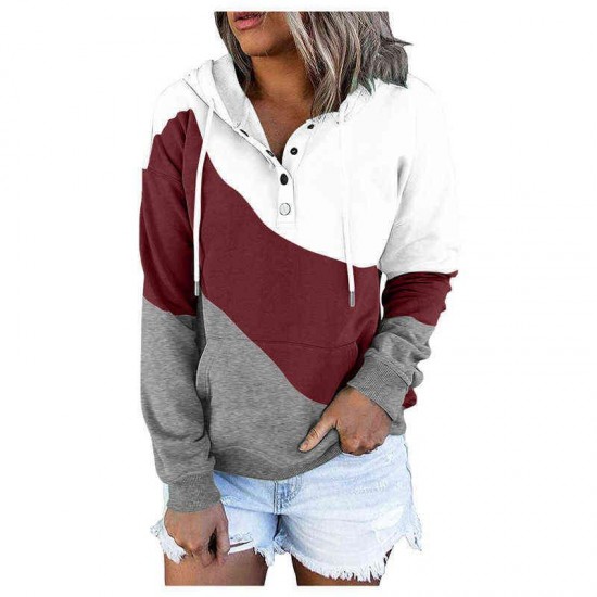 Y2K Autumn Winter Patchwork Fleece Ladies Hoodies Fashion Casual Thicken Hooded Sweatshirt Drawstring Pocket Pullovers Top Women 220125