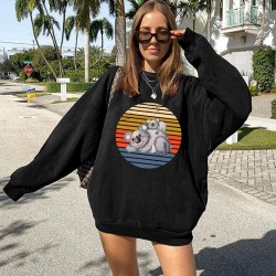 Women's Hoodies & Sweatshirts Funny Koala Print Women Casual Drop Shoulder Pullovers Fall Sweatshirt Long Sleeve Oversized Loose Cartoon