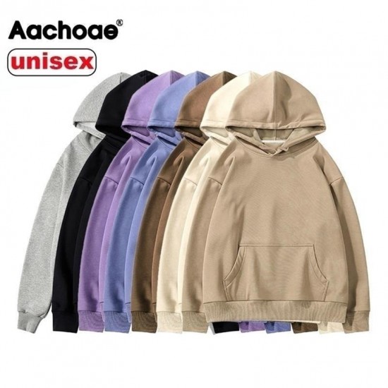 Aachoae Women Couple Hoodies Sweatshirt Fleece 100% Cotton Tracksuit Sports Winter Japanese Casual Loose Jumper 220124