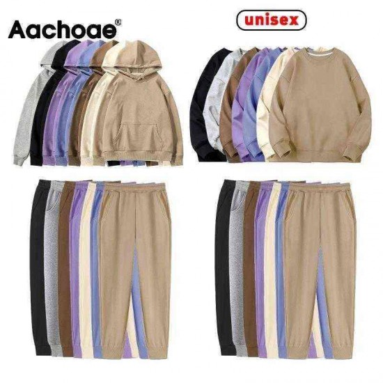 Aachoae Women Couple Hoodies Sweatshirt Fleece 100% Cotton Tracksuit Sports Winter Japanese Casual Loose Jumper 220124