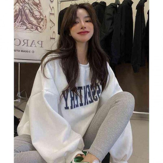 Womens Sweatshirt Retro Hoodie Women Embroidered Sweatshirt Harajuku V-neck Plus Size Hoodie Loose Couple Long-sleeved Shirt 220122