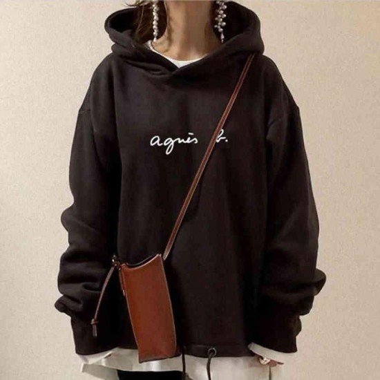 Autumn Winter Women's Hooded Hoodie Letter Print Loose Oversized Sweatshirt Korean Japan Ladies Hoodies Casual Female Y2K Top 220124