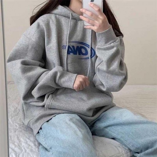 Hoodies Women Plus Velvet Warm Winter and Spring Soft Harajuku Chic Letter Couples Hoodie with Hat Basic Style Womens Sweatshirt 220122