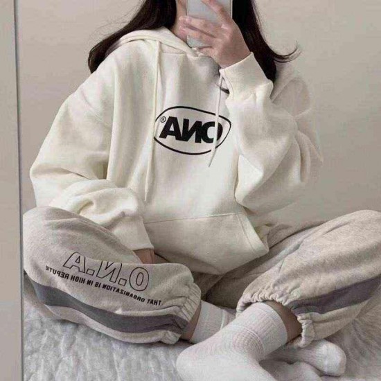 Hoodies Women Plus Velvet Warm Winter and Spring Soft Harajuku Chic Letter Couples Hoodie with Hat Basic Style Womens Sweatshirt 220122