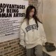 Letter Print Casual Top Vintage Simple Women Hoodies Korean Gray Autumn Thin Streetwear College Girls ins Lady's Pullover 220124