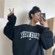 Letter Print Casual Top Vintage Simple Women Hoodies Korean Gray Autumn Thin Streetwear College Girls ins Lady's Pullover 220124