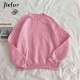 Jielur 9 Colors Pink Green O-neck Hoodies Women Winter Autumn Pullover Sweatshirt Female Pure Color Loose Tracksuit M-XXL 220124